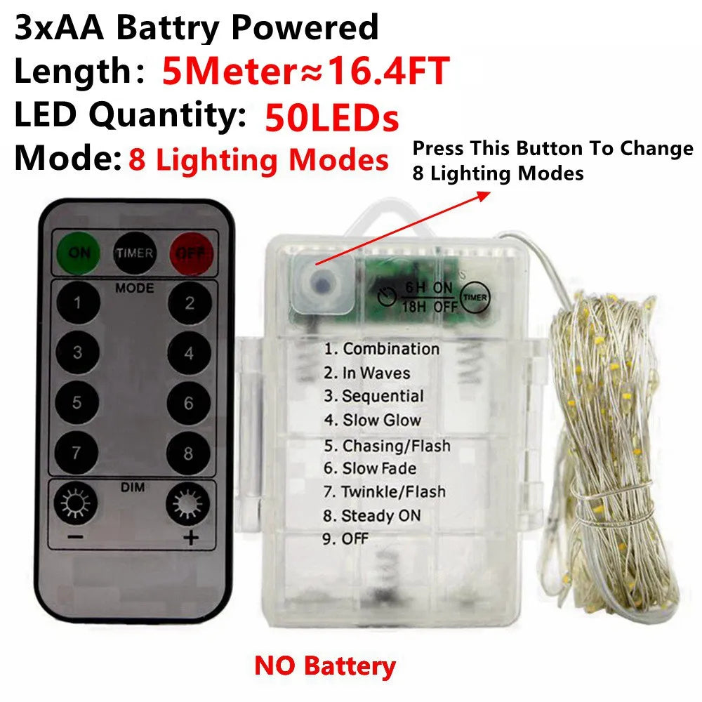 guirlande lumineuse led télécommandée fil de cuivre décorative étanche