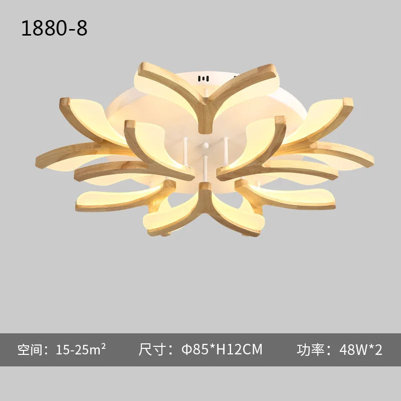 plafonnier led nordique en bois massif simple moderne