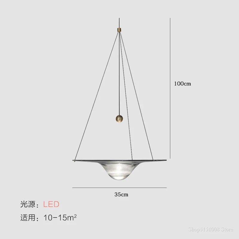 suspension LED en verre transparent design nordique moderne