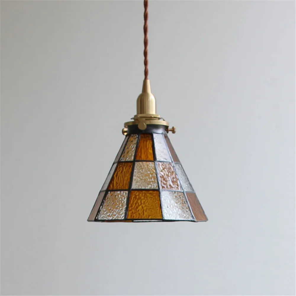 suspension luminaire vintage en laiton et verre pour cuisine