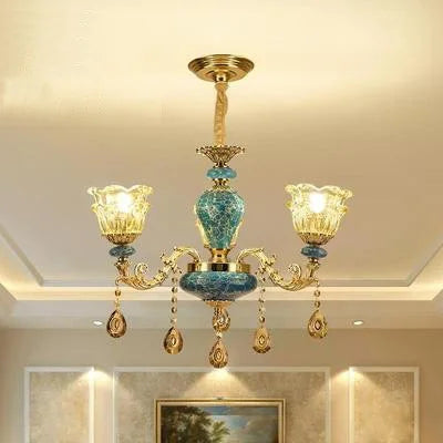 lustre de luxe en cristal et céramique pour un éclairage élégant