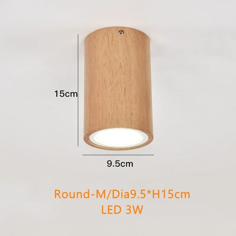 Spot Led rond en bois au design nordique