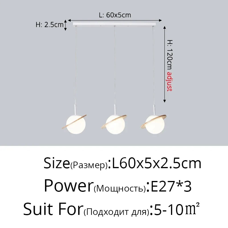 suspension nordique en bois forme planète décorative