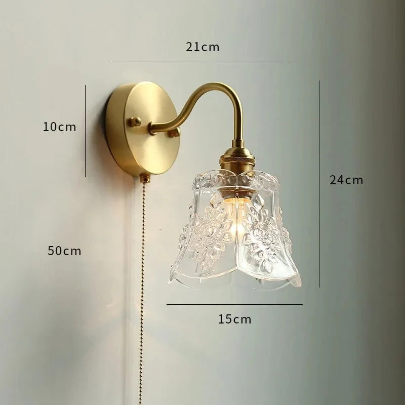 applique led moderne verre chaîne interrupteur nordique cuivre lumière