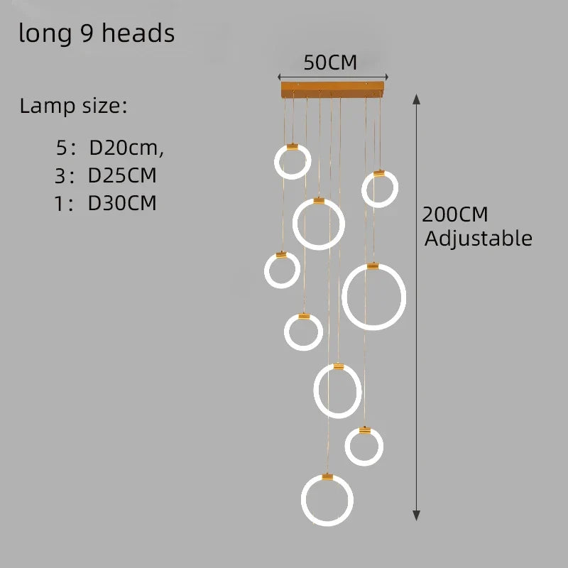 lustre à led moderne en acrylique pour décoration luxe