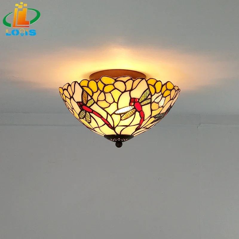 plafonnier rétro européen en verre pour un éclairage chic