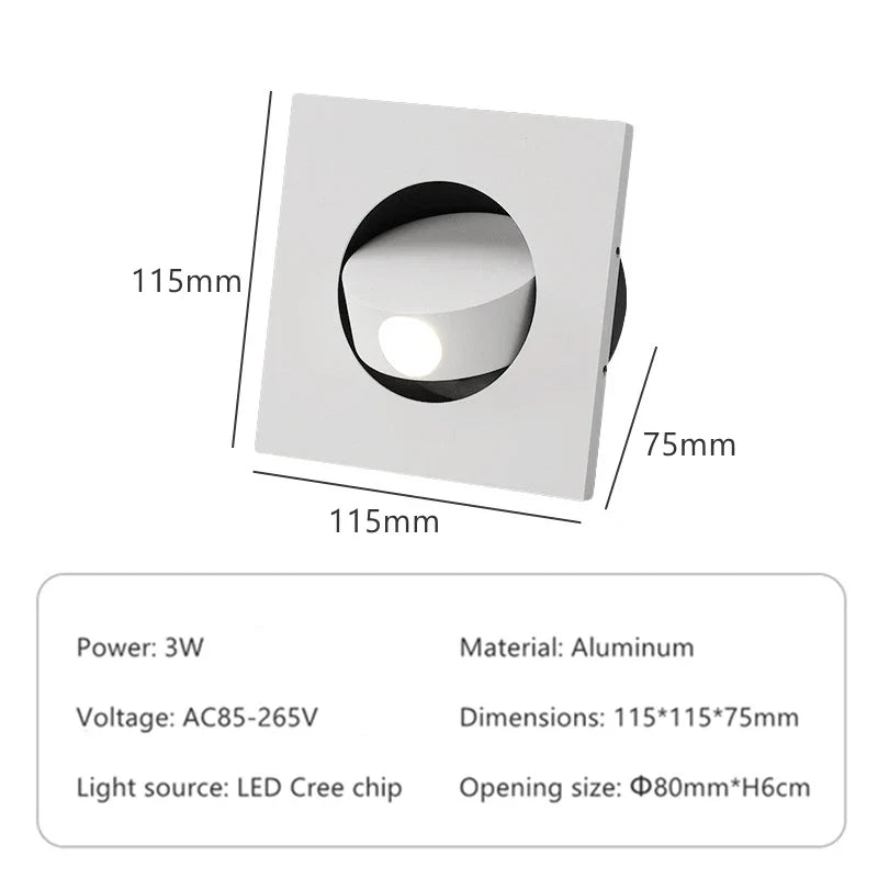 applique murale led rotative à 360 degrés avec interrupteur pliable