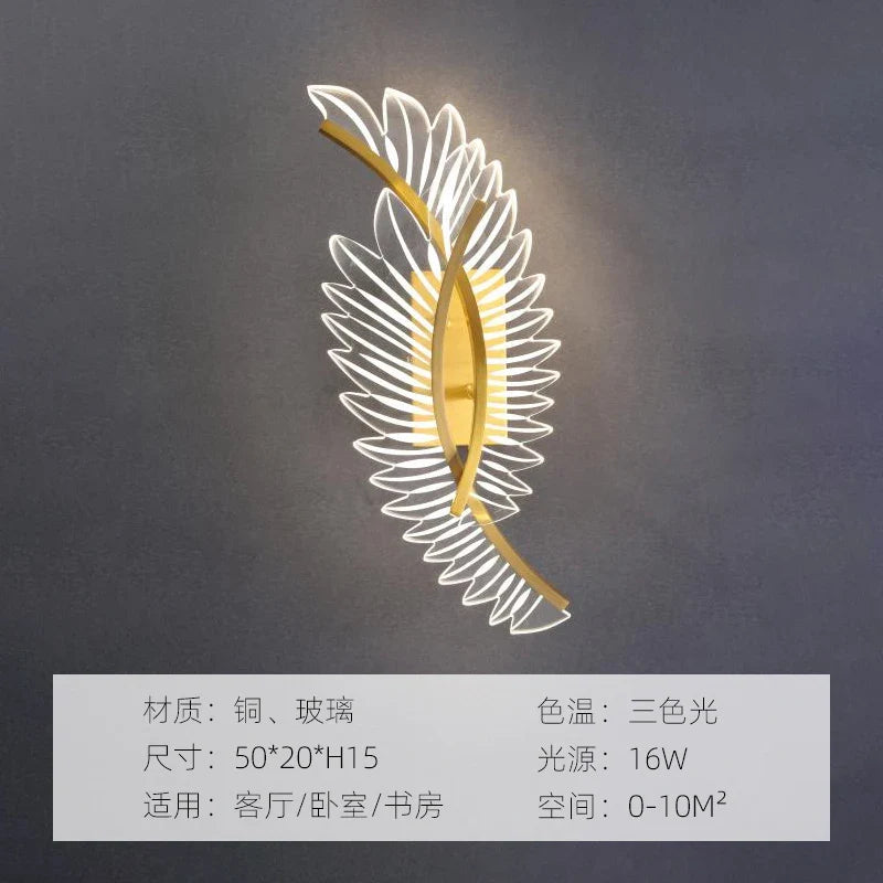 applique murale led design ailes dorées de luxe moderne