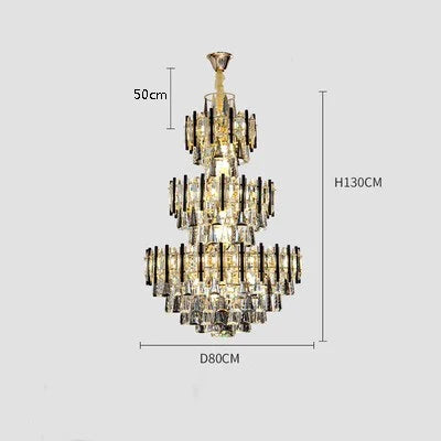 lustre en cristal de luxe pour escalier et hall d'hôtel