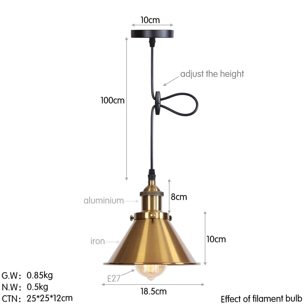suspension vintage industrielle avec abat-jour en fer