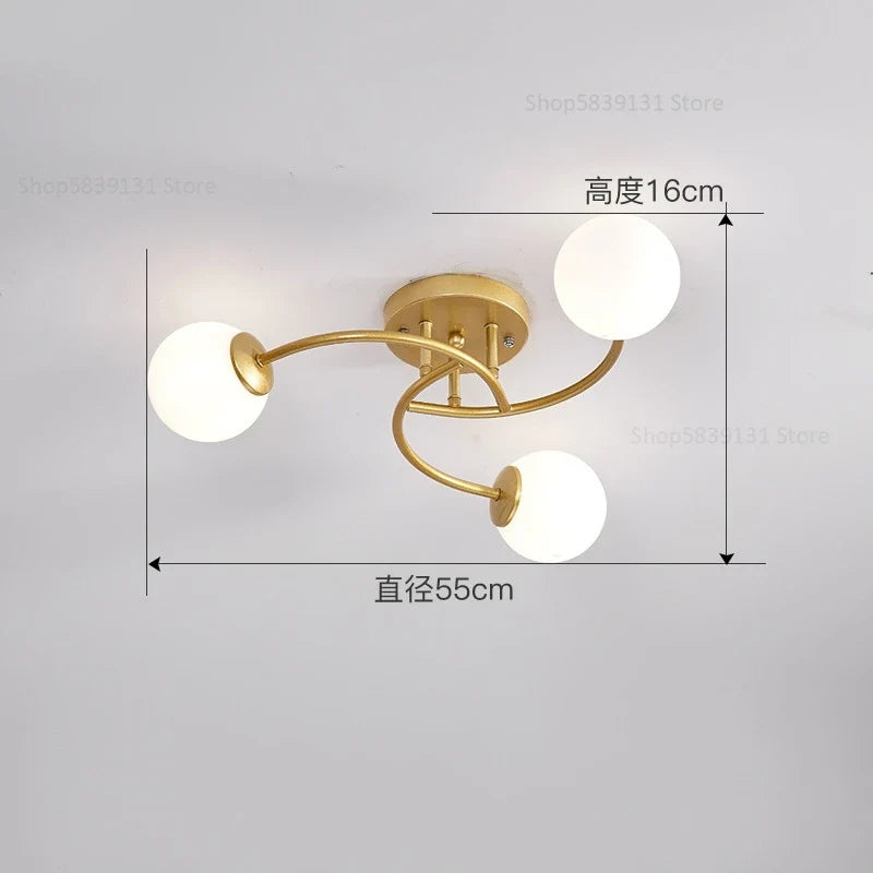 plafonnier nordique simple en verre avec led moderne