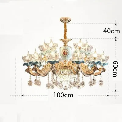 lustre en cristal moderne avec éclairage suspendu en métal