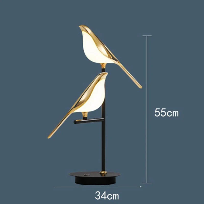 suspension LED oiseau fantaisie plaquée or design moderne ajustable