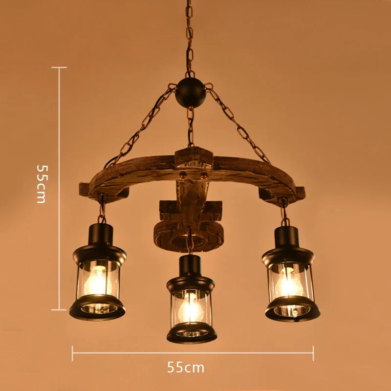 lustre ancre en bois style rétro pour café et restaurant