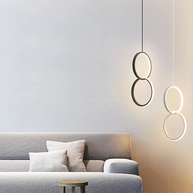 suspension led moderne en forme d'anneau pour décoration maison