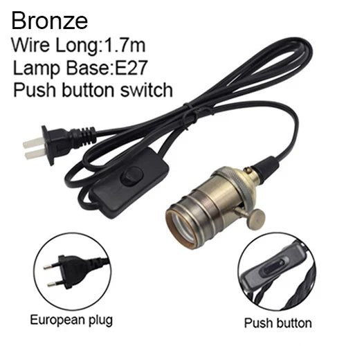 suspension vintage en fer avec interrupteur et support de lampe