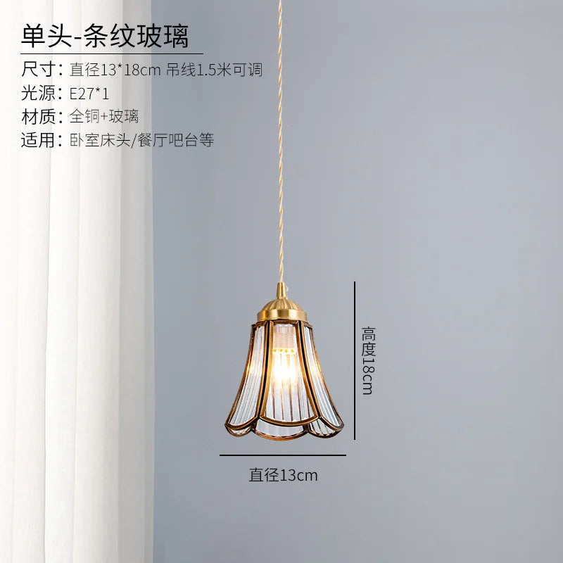 suspension vintage en verre japonais et cuivre design nordique