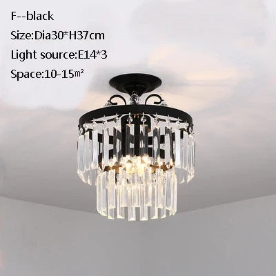 plafonnier led en cristal doré pour décoration moderne