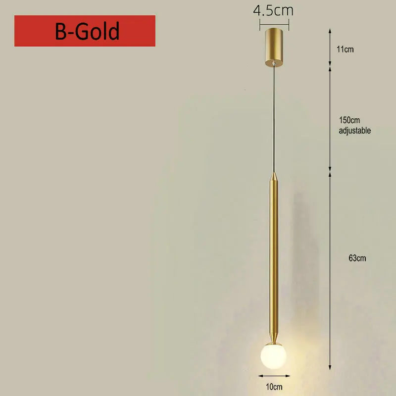 suspension créative simple avec long câble en verre et aluminium