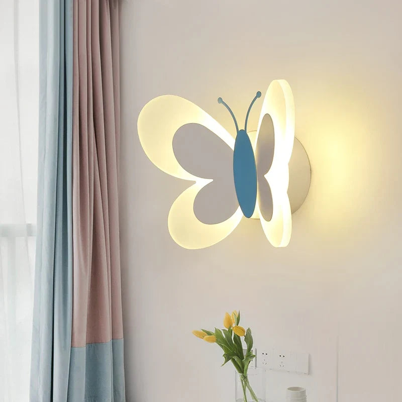 applique murale créative papillon dessin animé lumière led enfants