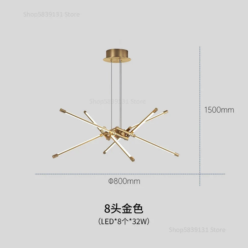 lustre moderne simple en cuivre de luxe suspendu
