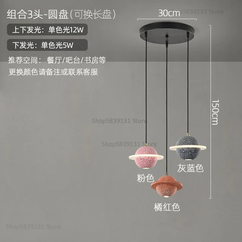 suspension modernes en ciment led pour restaurant barre lumineuse