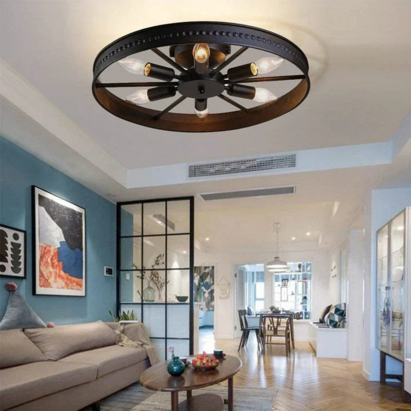 plafonnier rond en fer design industriel rétro décoratif