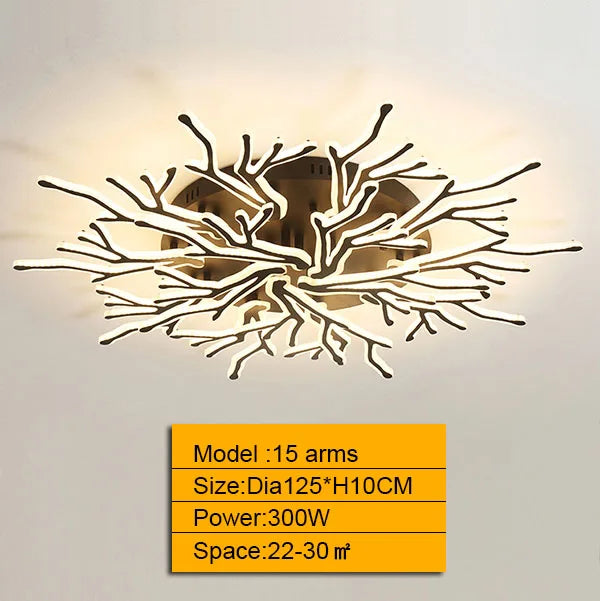 lustre moderne à bras multiples avec télécommande en aluminium acrylique