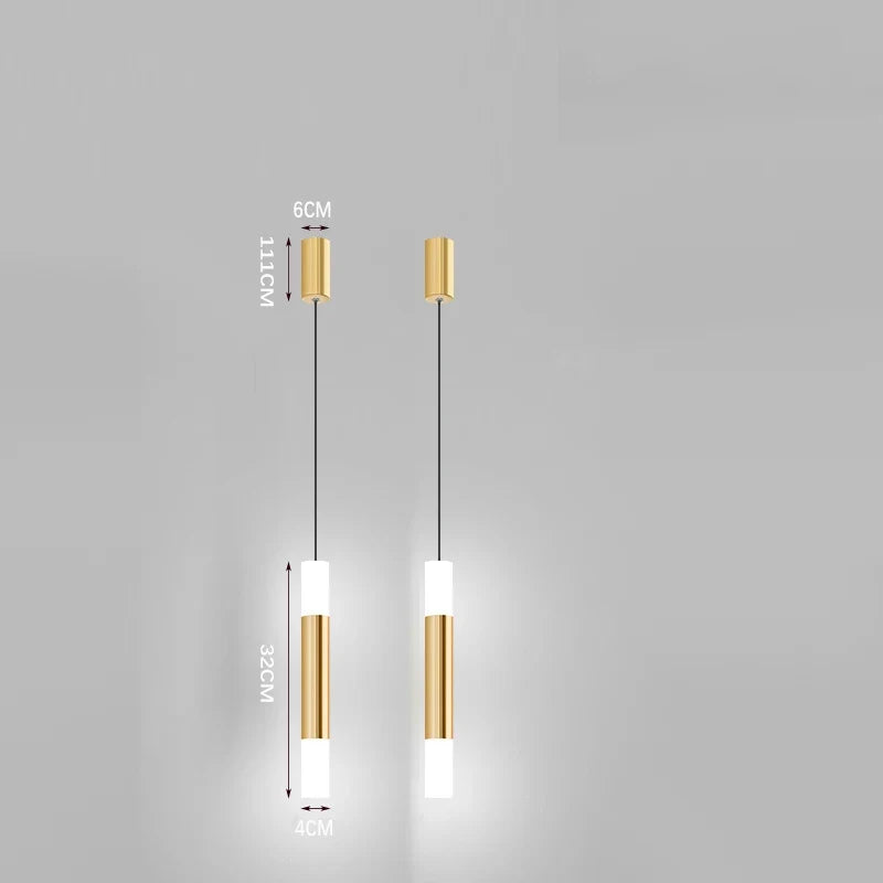 suspension LED en or art moderne long câble