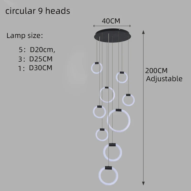 lustre à led moderne en acrylique pour décoration luxe