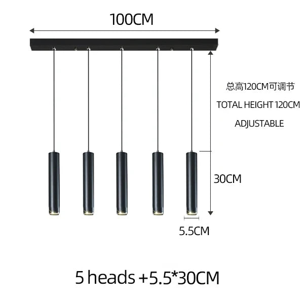 lampe cylindrique moderne nordique pour restaurant à LED