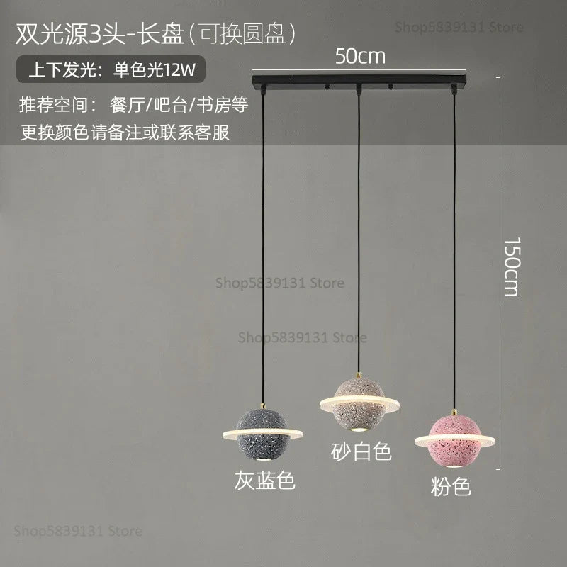 suspension modernes en ciment led pour restaurant barre lumineuse