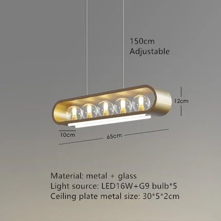 lustre design en verre transparent avec cordon réglable