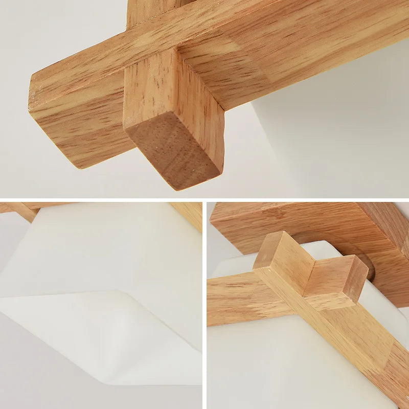 Suspension à monture en bois et cube de verre blanc — Brande