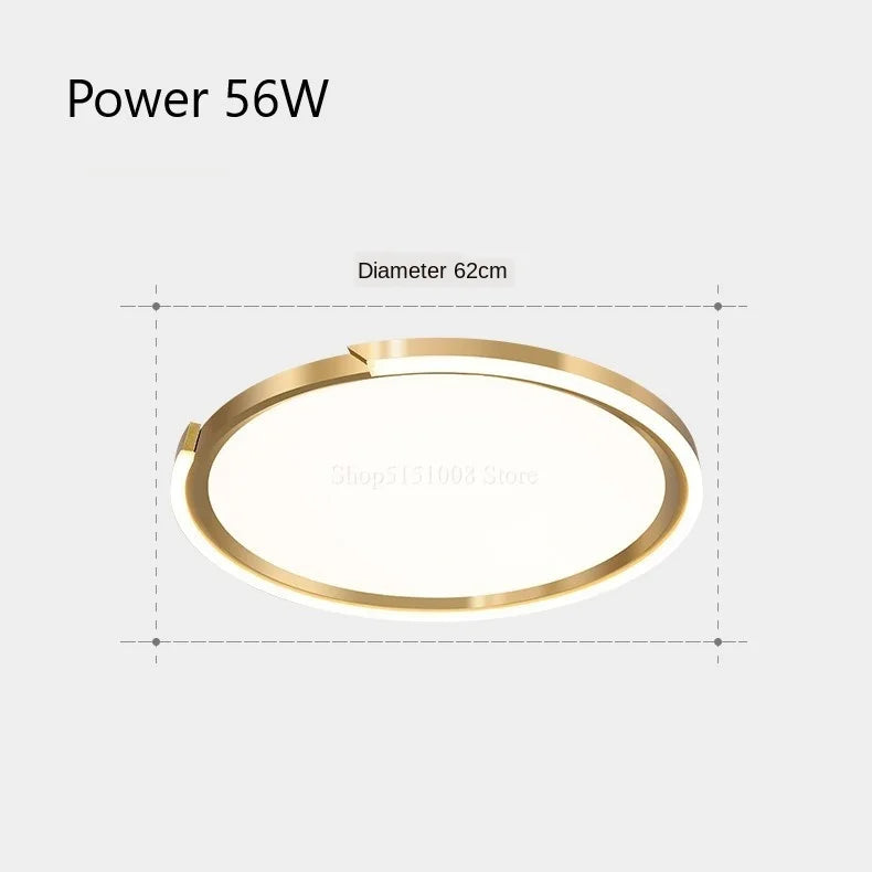 plafonnier led moderne en cuivre doré pour intérieur