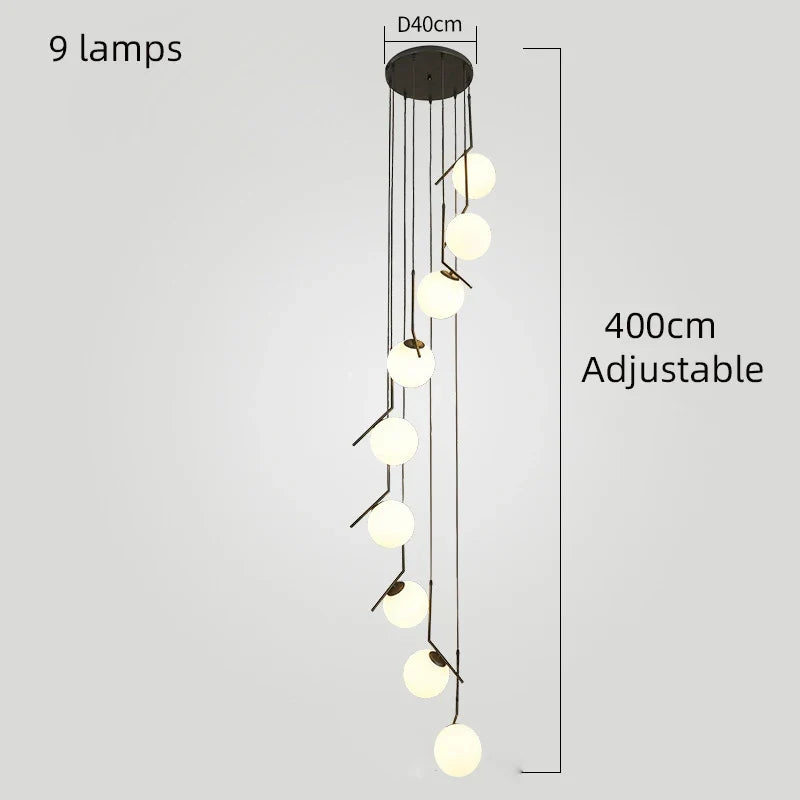 lustre moderne nordique en verre pour décoration intérieure