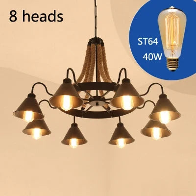 lustre vintage industriel en fer forgé pour loft et café