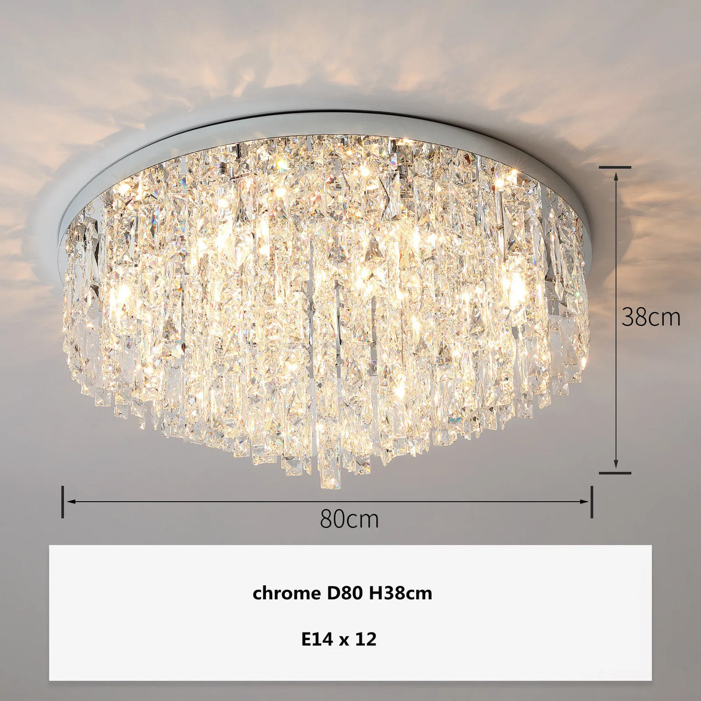 plafonnier led moderne en acier chromé avec cristaux k9 art déco