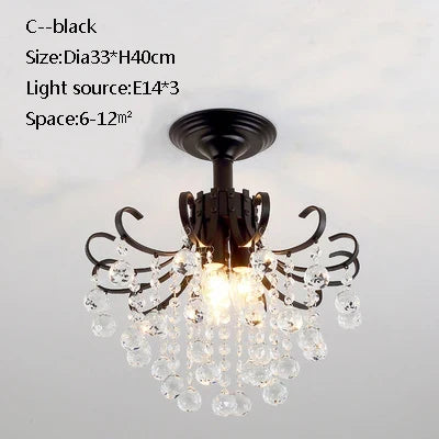 plafonnier led en cristal doré pour décoration moderne