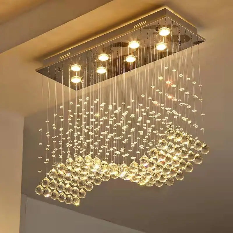 lustre moderne en cristal pour décoration intérieure élégante