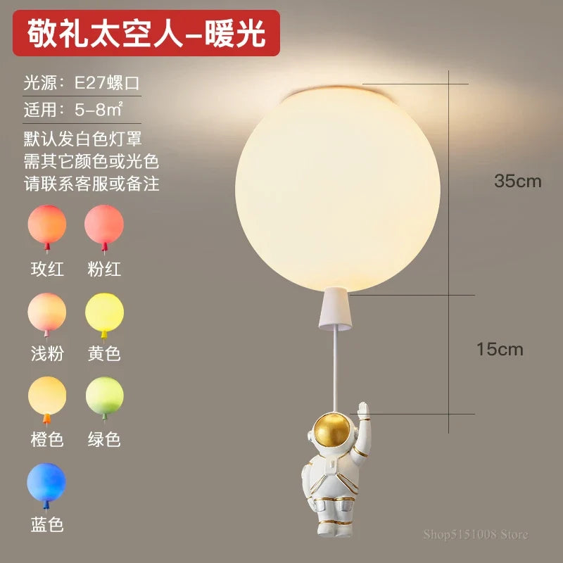 plafonnier led nordique créatif astronaute ballon pour enfants