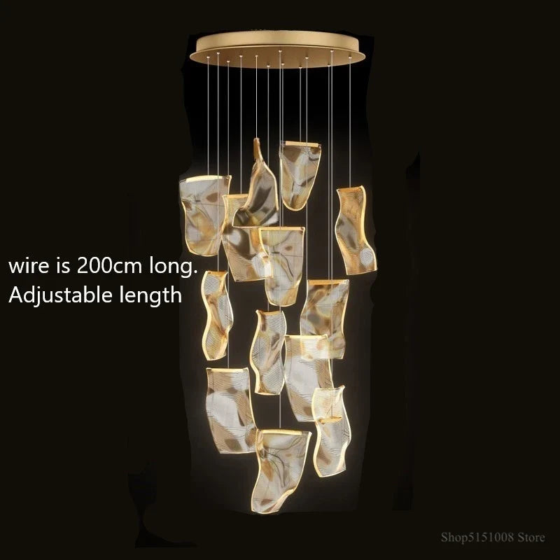 lustre led moderne pour escalier et magasin de vêtements