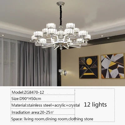 lustre en cristal moderne luxe pour décoration intérieure élégante
