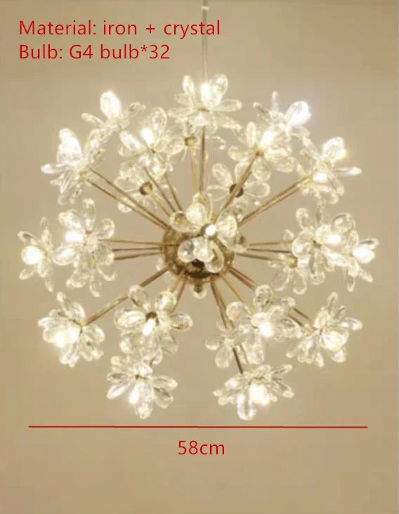 lustres modernes en cristal pour décoration romantique intérieure
