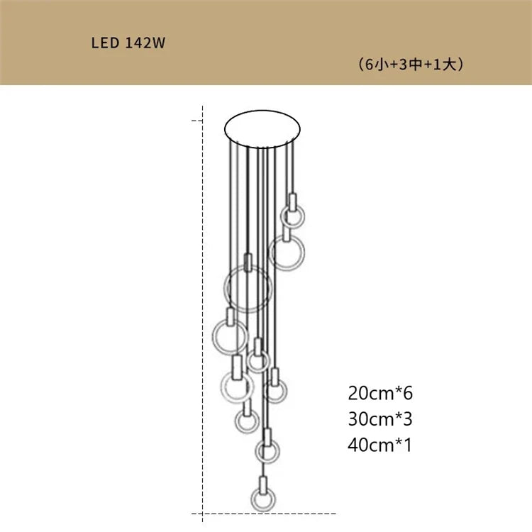 lustre led suspendu style loft pour escalier