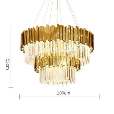 plafonnier moderne en cristal ovale à plusieurs couches