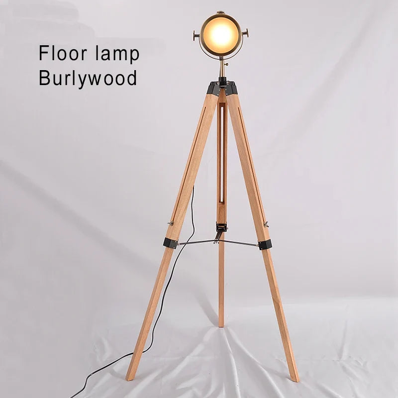 lampadaire nordique LED en bois massif pour intérieur moderne
