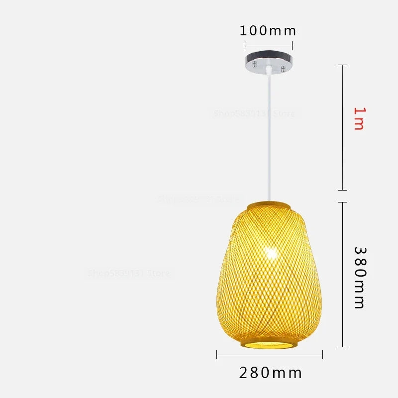 luminaire suspendu en bambou chinois pour restaurant hôtel