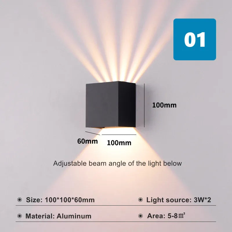6W Modern Cube LED Wall Lamp IP65 Waterproof Indoor Outdoor Surface Mounted Wall Light Adjustable Beam For Garden Porch Bedroom