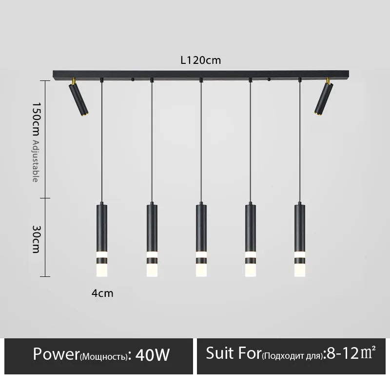 lustre moderne minimaliste à trois led pour table luxe
